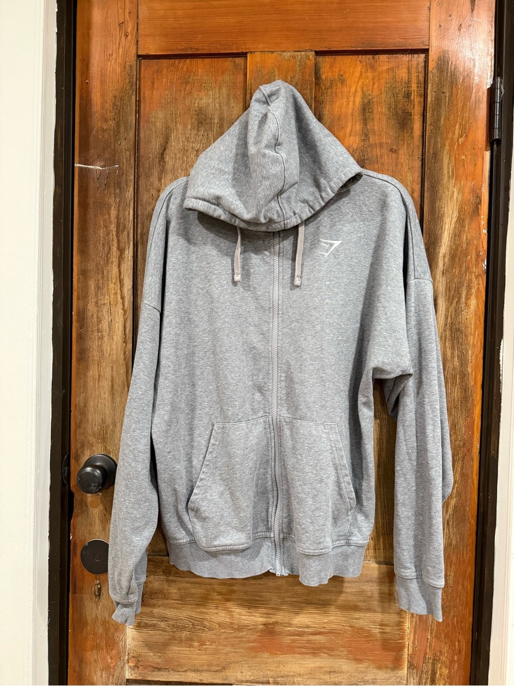 Gymshark Light Grey Full-Zip Hoodie with Logo